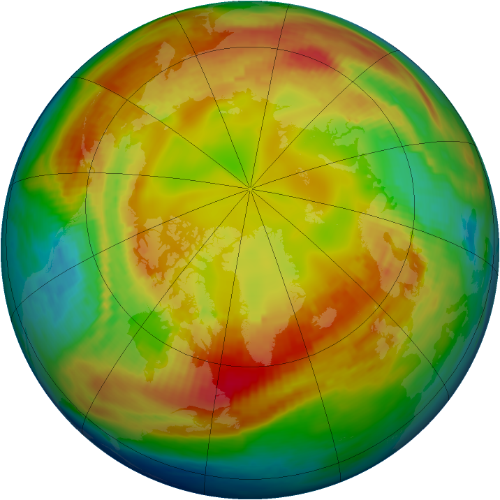 Arctic ozone map for 11 February 1988